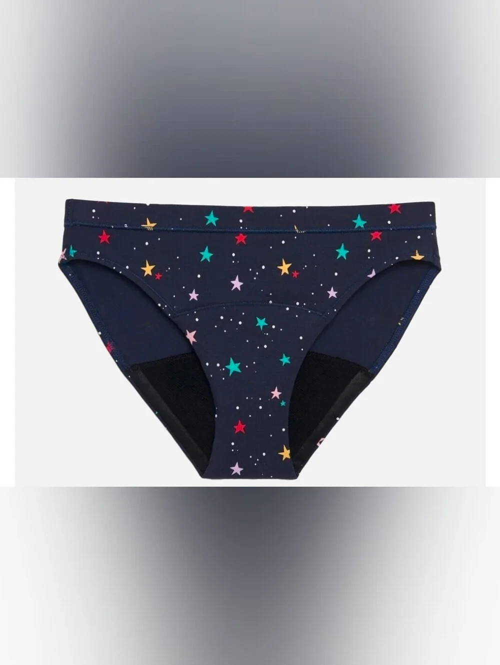 2 Pairs Thinx Teens Medium 11-12 Leakproof Period Underwear Bikini Black & Stars